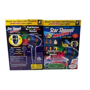 Set of 2 Star Shower Motion Laser Light Indoor & Outdoor Base Includes Red & Gre
